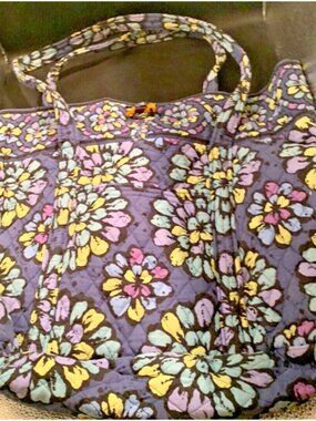 VTG Vera Bradley 15" Medium Vera Tote Travel Bag Floral Bursts Pattern Retired